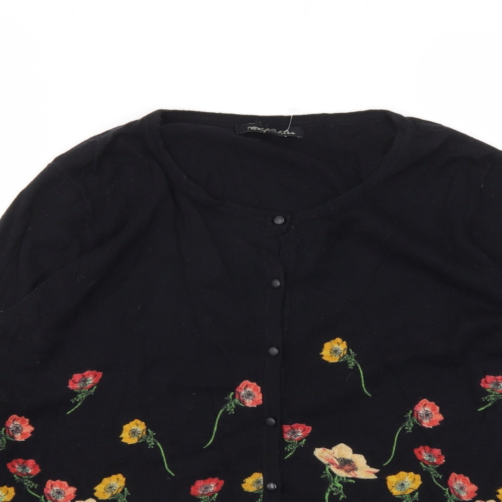 NEXT Womens Black Floral  Cardigan Jumper Size 14
