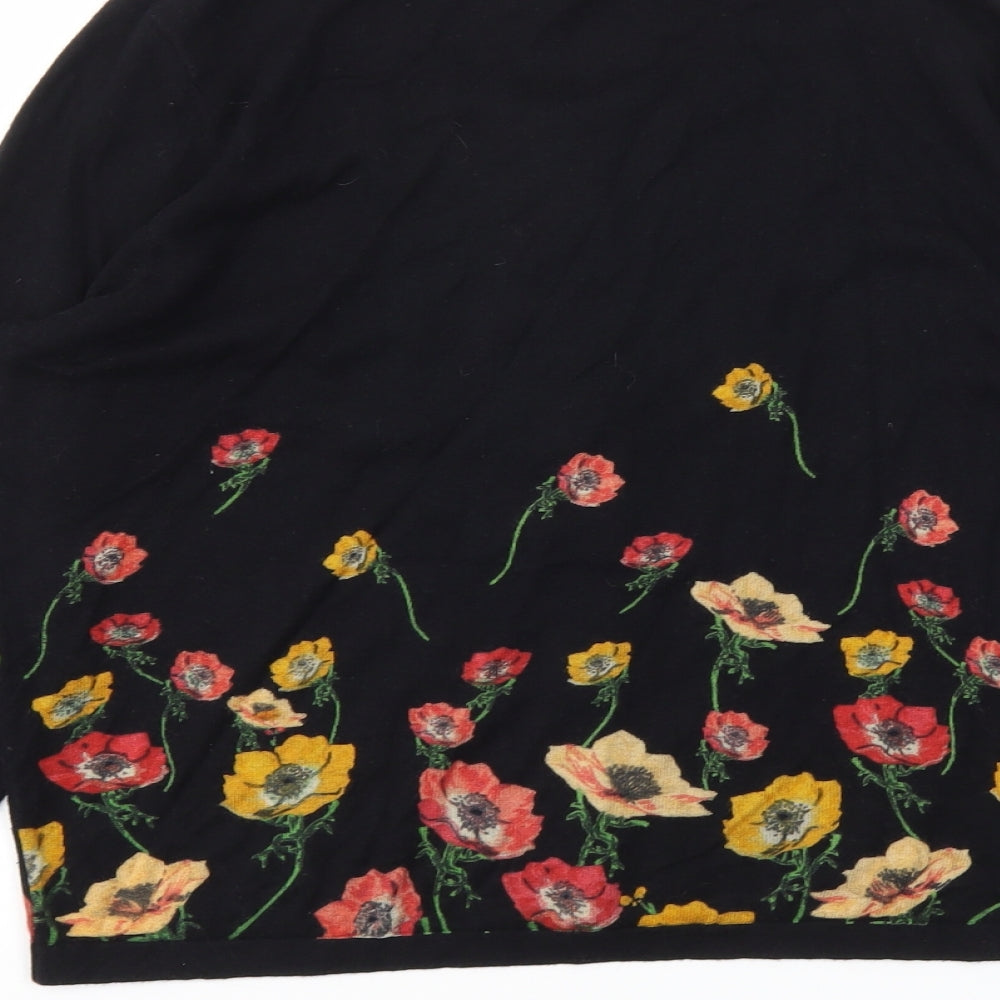 NEXT Womens Black Floral  Cardigan Jumper Size 14