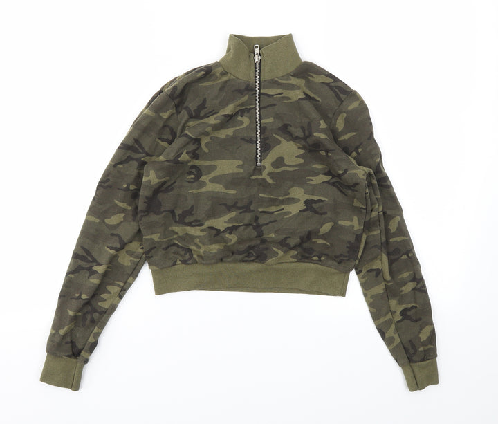 M&Co Girls Green Camouflage  Full Zip Jumper Size 11 Years