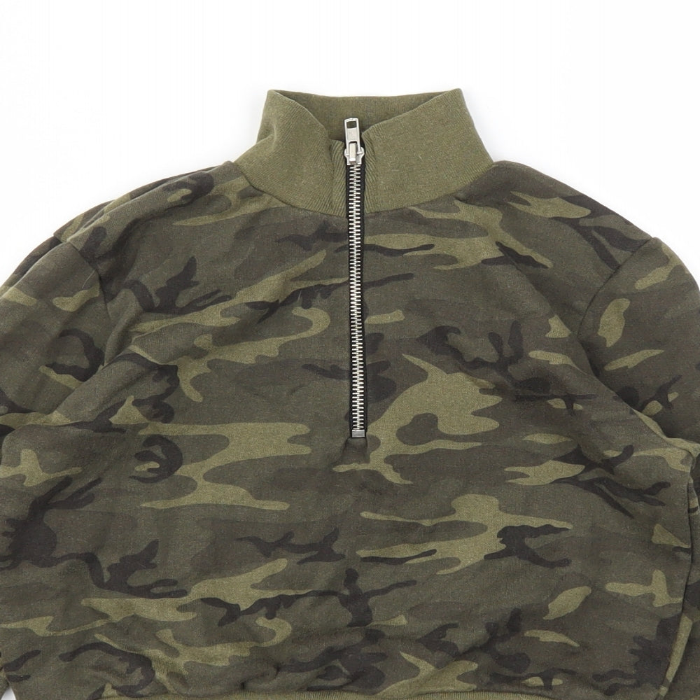 M&Co Girls Green Camouflage  Full Zip Jumper Size 11 Years