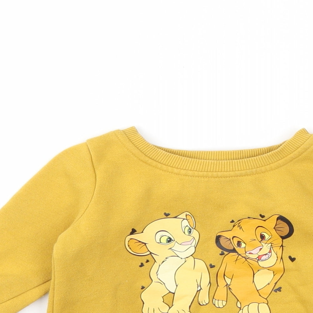 Primark Girls Yellow Animal Print  Pullover Jumper Size 18-24 Months
