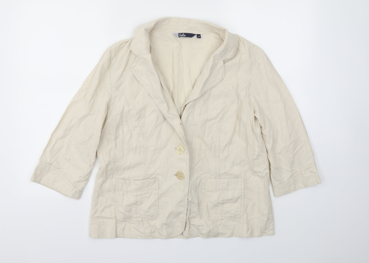ISLE  Womens Beige   Jacket Blazer Size 16