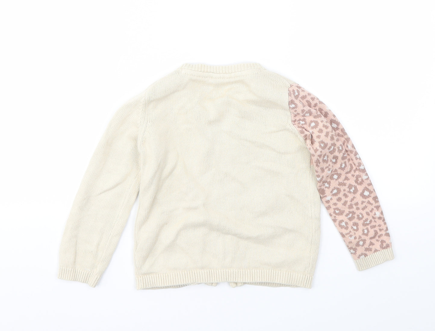 TU Girls Beige Animal Print  Cardigan Jumper Size 3-4 Years