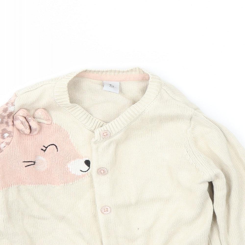 TU Girls Beige Animal Print  Cardigan Jumper Size 3-4 Years