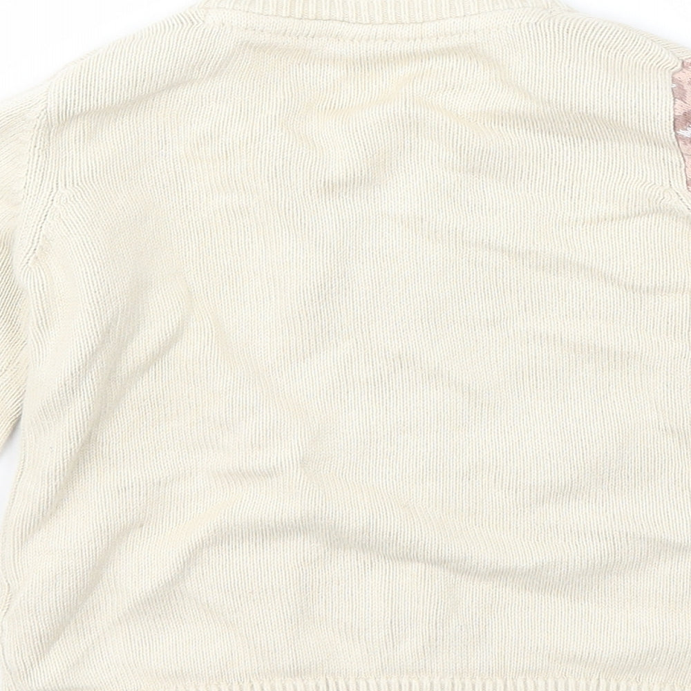 TU Girls Beige Animal Print  Cardigan Jumper Size 3-4 Years