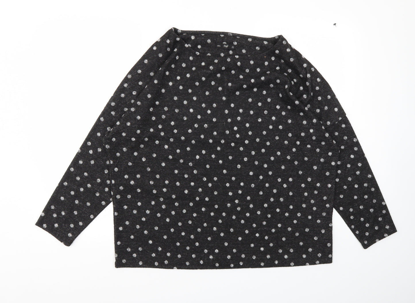 F&F Womens Black Polka Dot  Pullover Jumper Size 16