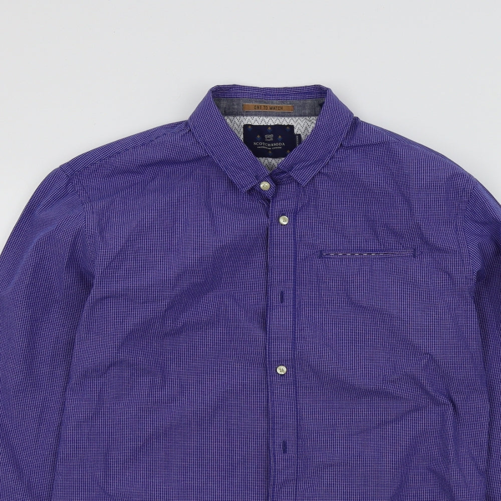 Scotch & Soda Mens Blue Geometric   Button-Up Size M