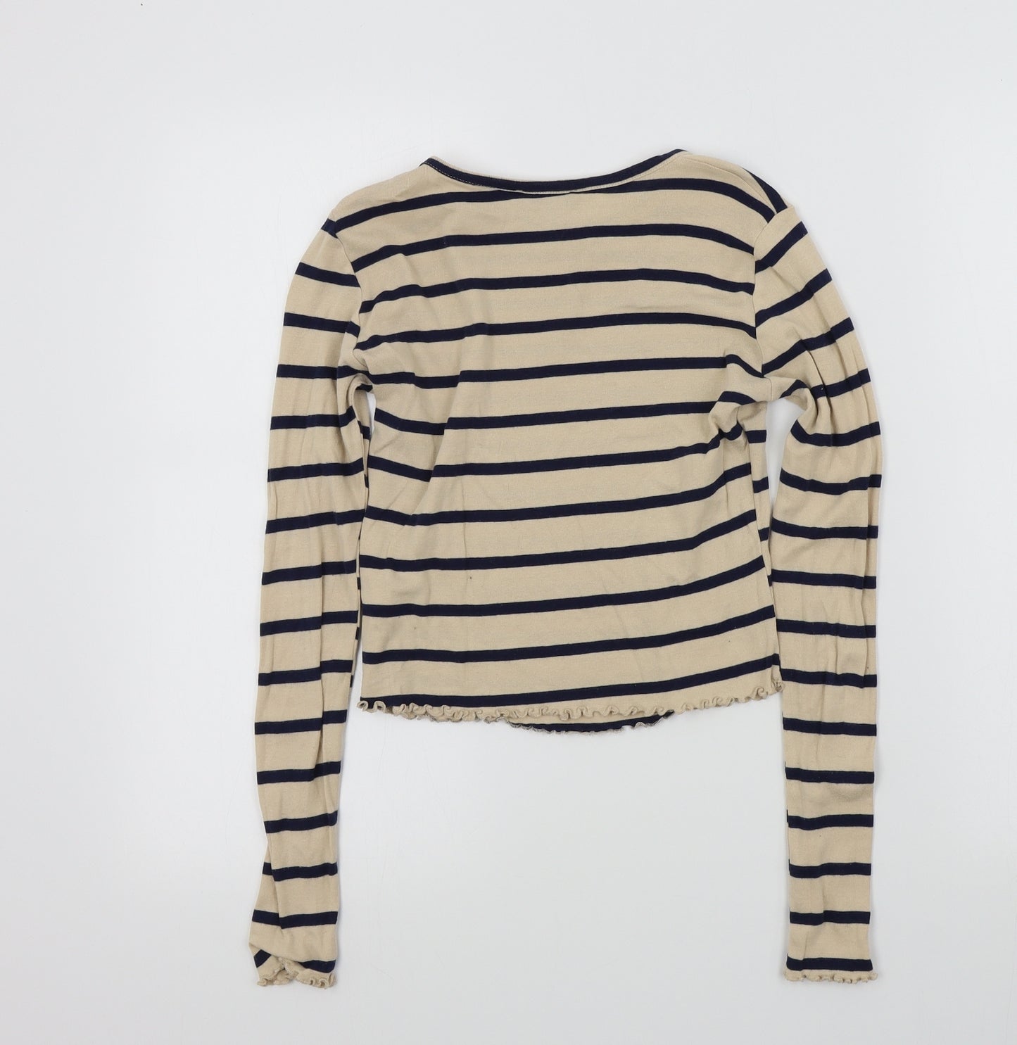Topshop Womens Beige Striped  Basic T-Shirt Size 6