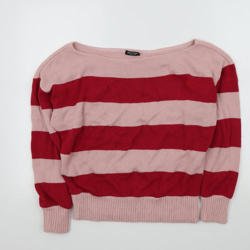 Nasty Gal Womens Pink Striped  Pullover Jumper Size M