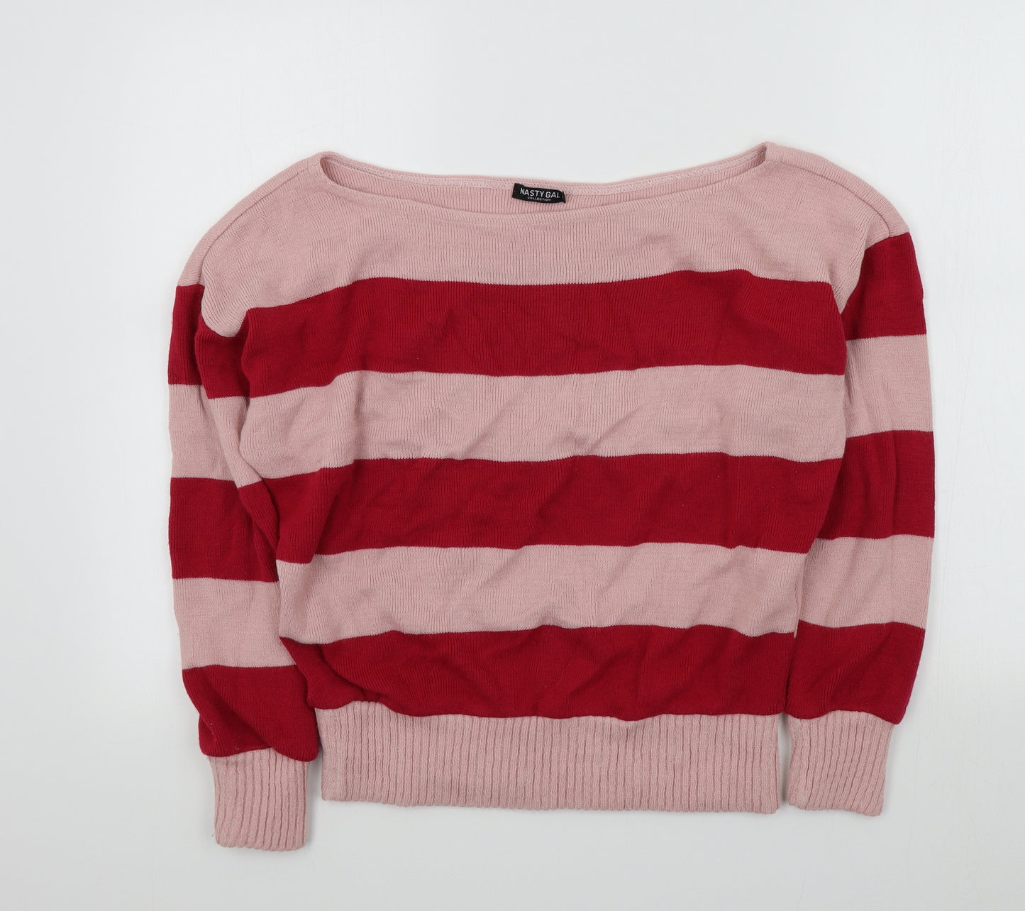 Nasty Gal Womens Pink Striped  Pullover Jumper Size M