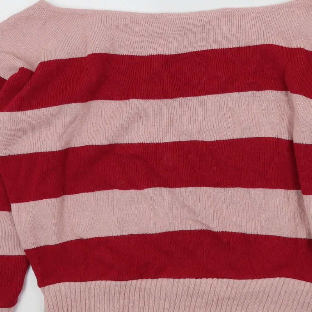 Nasty Gal Womens Pink Striped  Pullover Jumper Size M