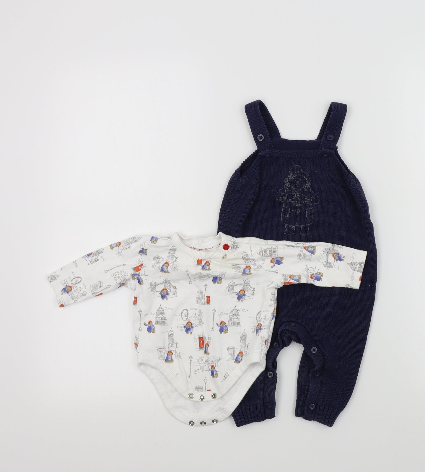 padington bear Boys Blue   Dungaree Outfit/Set Size 3-6 Months  - Paddington Bear