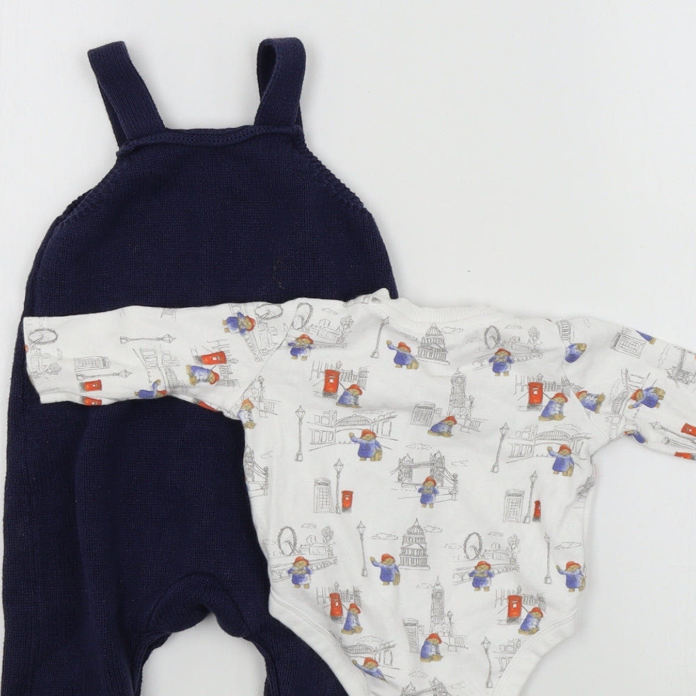 padington bear Boys Blue   Dungaree Outfit/Set Size 3-6 Months  - Paddington Bear