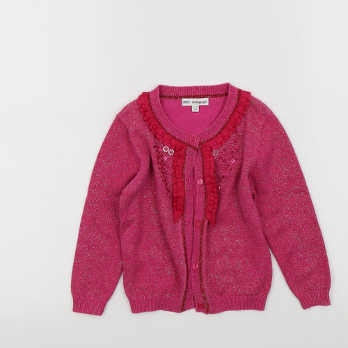 M&S Girls Pink Colourblock  Cardigan Jumper Size 2-3 Years