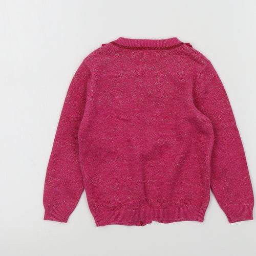 M&S Girls Pink Colourblock  Cardigan Jumper Size 2-3 Years