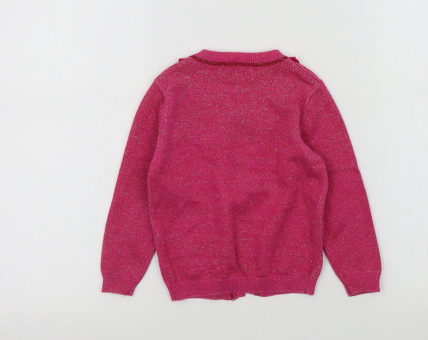 M&S Girls Pink Colourblock  Cardigan Jumper Size 2-3 Years