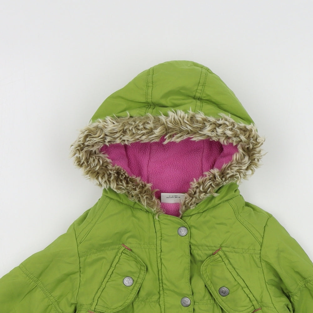 NEXT Girls Green Colourblock  Basic Jacket Coat Size 2-3 Years