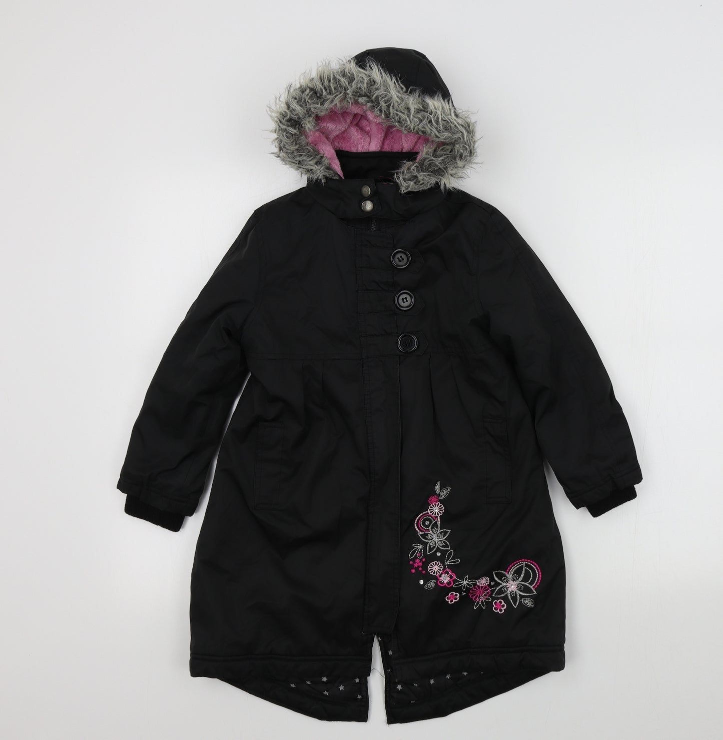 Sweet Millie Girls Black Colourblock  Basic Coat Coat Size 6 Years
