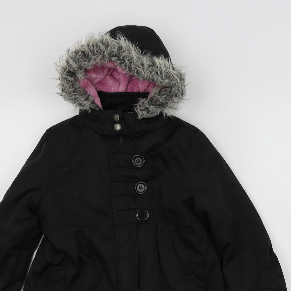 Sweet Millie Girls Black Colourblock  Basic Coat Coat Size 6 Years