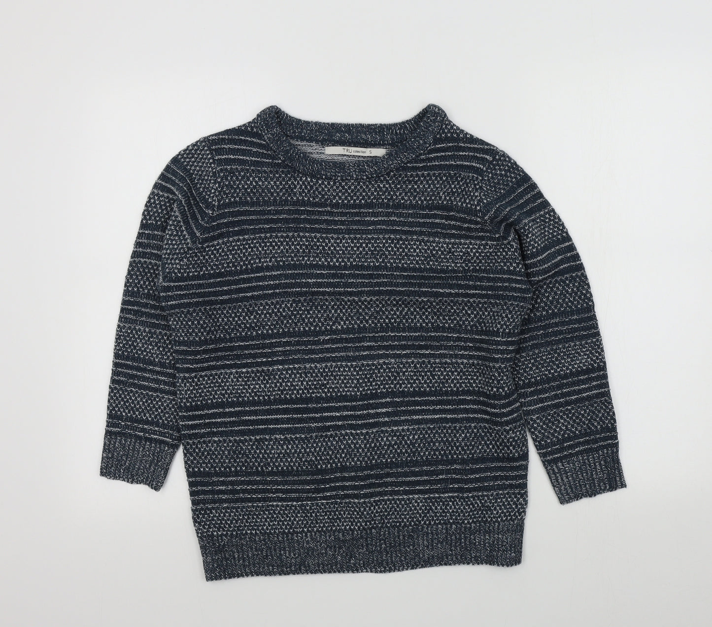 TRU Boys Blue Geometric  Pullover Jumper Size S