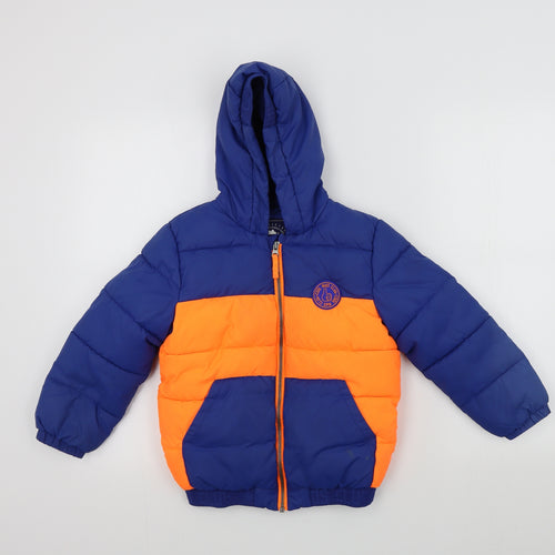 George Boys Blue Colourblock  Overcoat Jacket Size 6-7 Years