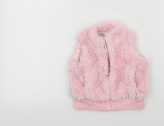 Front view of Next boys’ pink colourblock jacket waistcoat, size 6-9, months
