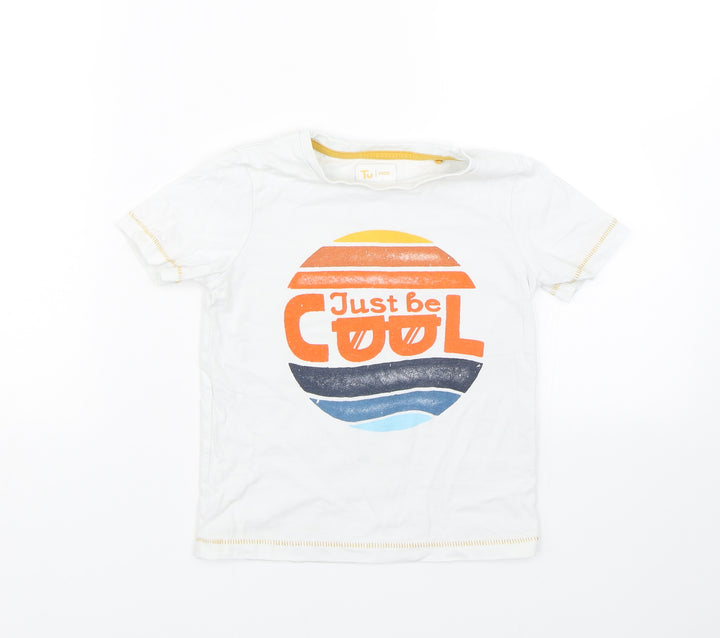 TU Boys White   Basic T-Shirt Size 3-4 Years