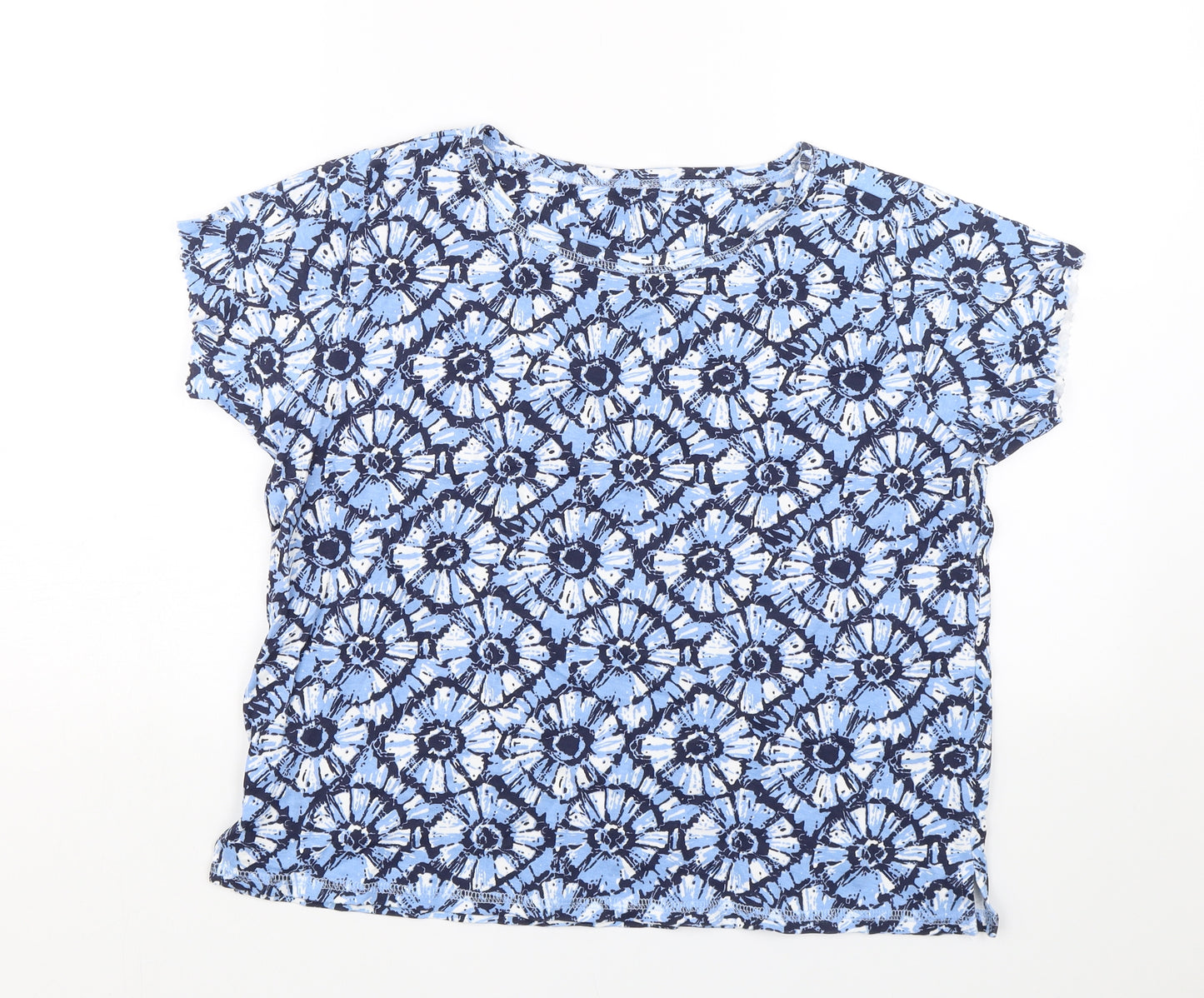 Arista Womens Blue Floral  Basic T-Shirt Size 14