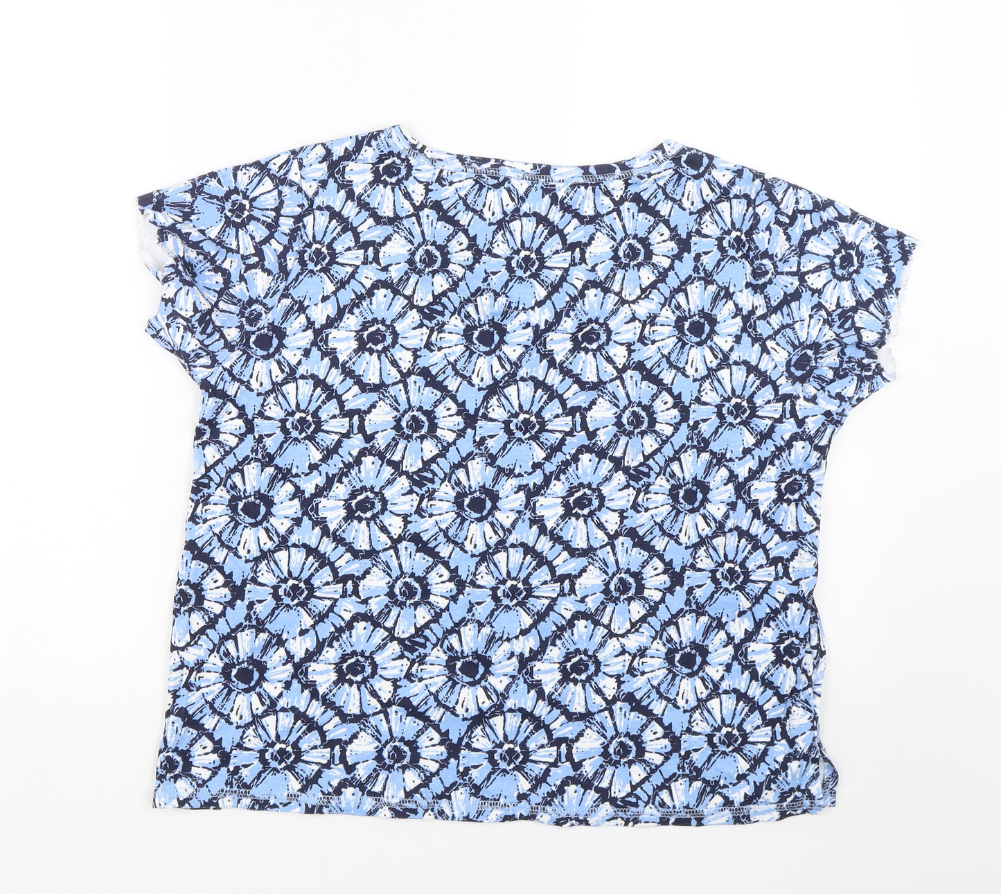 Arista Womens Blue Floral  Basic T-Shirt Size 14