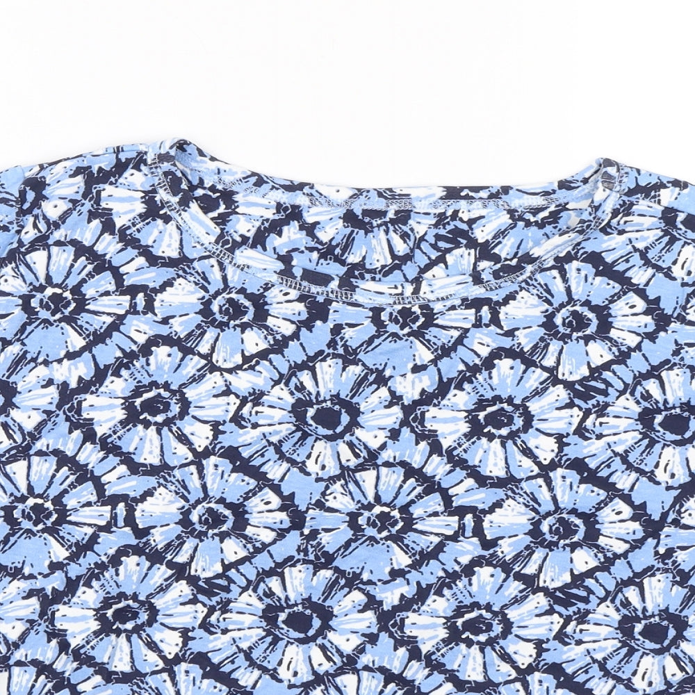 Arista Womens Blue Floral  Basic T-Shirt Size 14