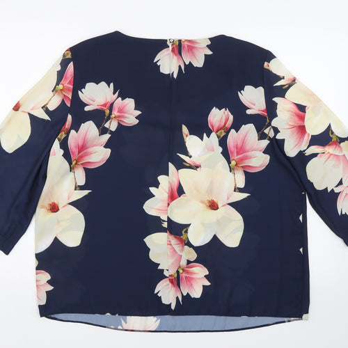 Dorothy Perkins Womens Blue Floral  Basic Blouse Size 18