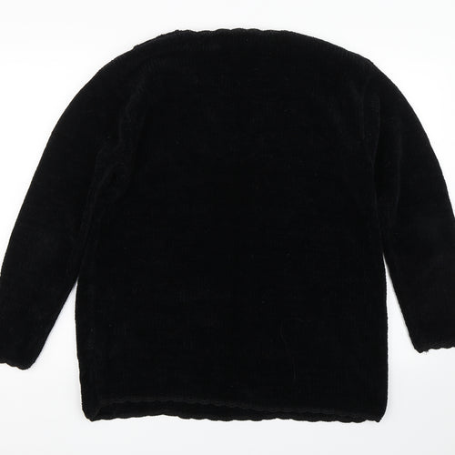 HANNAH Womens Black Floral  Pullover Jumper Size M