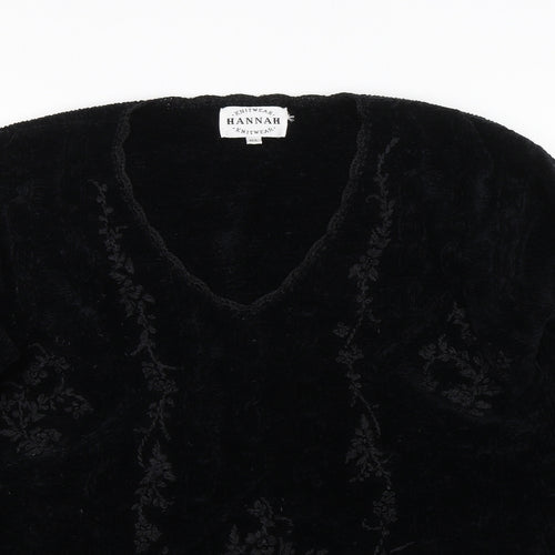 HANNAH Womens Black Floral  Pullover Jumper Size M
