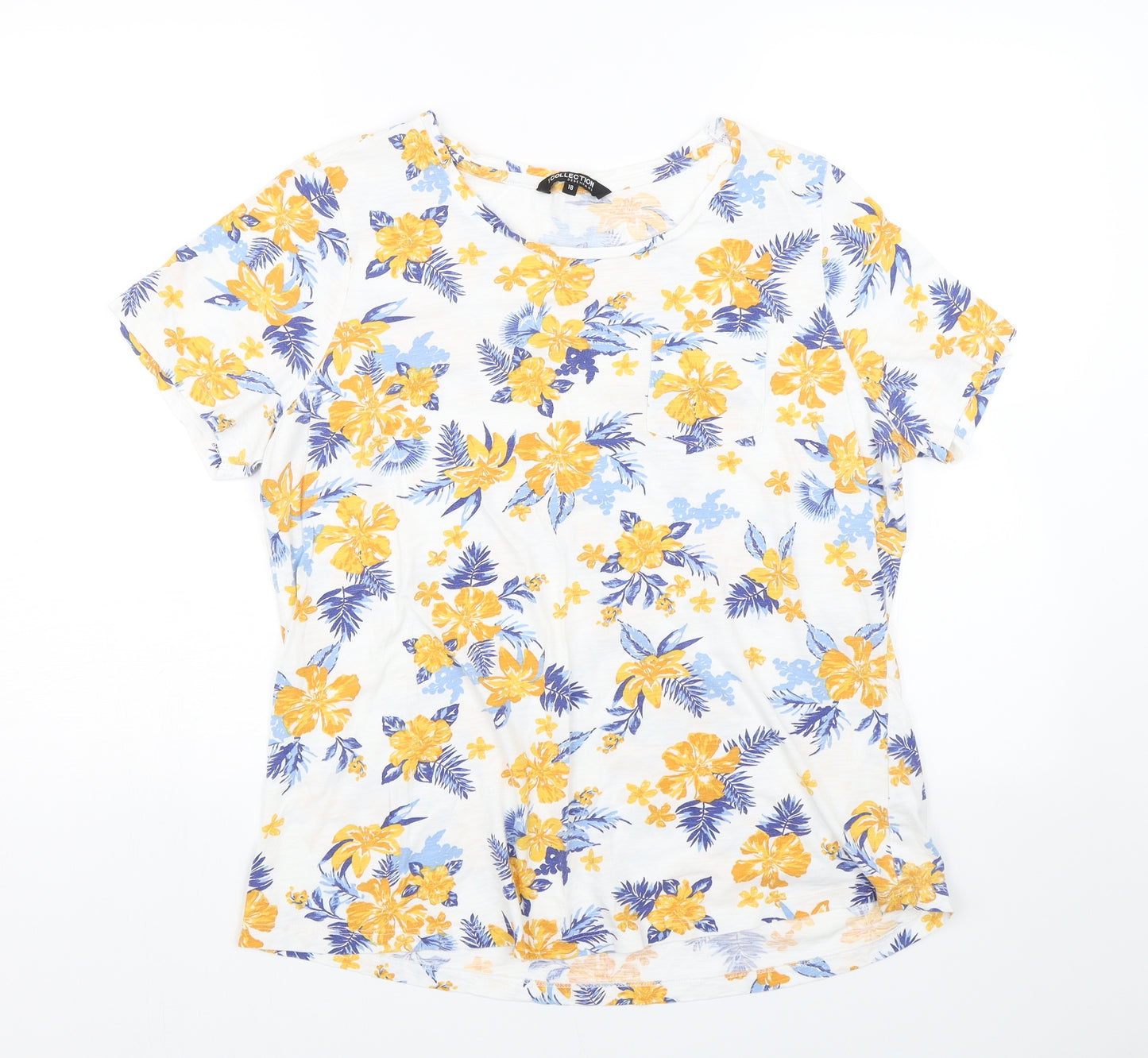 Debenhams Womens White Floral  Basic T-Shirt Size 18