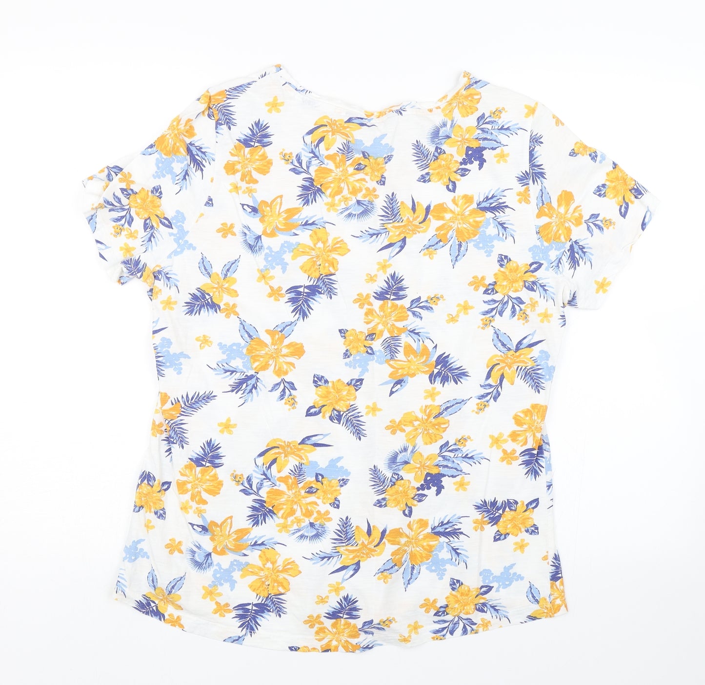 Debenhams Womens White Floral  Basic T-Shirt Size 18