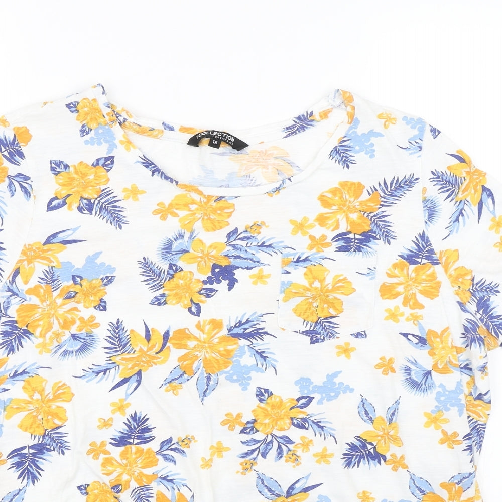 Debenhams Womens White Floral  Basic T-Shirt Size 18