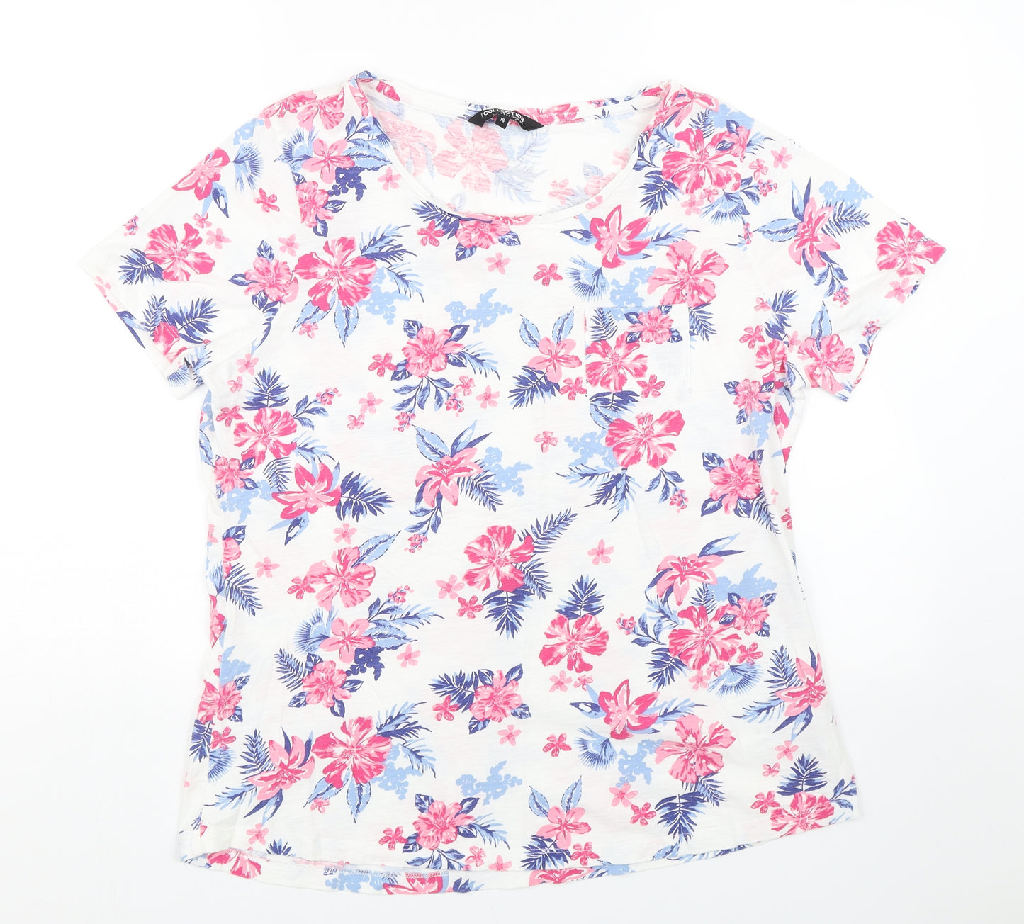 Debenhams Womens White Floral  Basic T-Shirt Size 18