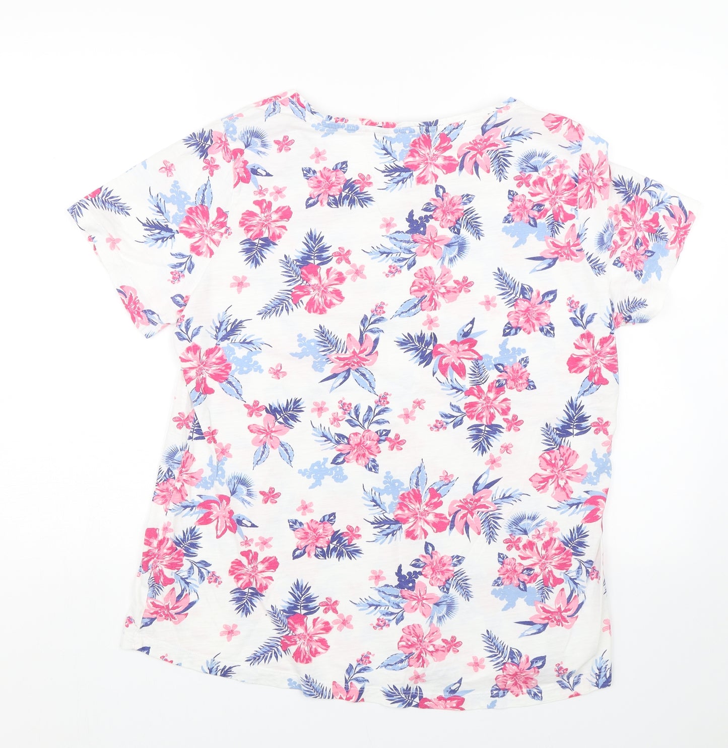 Debenhams Womens White Floral  Basic T-Shirt Size 18