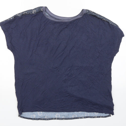 Laura Ashley Womens Blue Floral  Basic T-Shirt Size 10