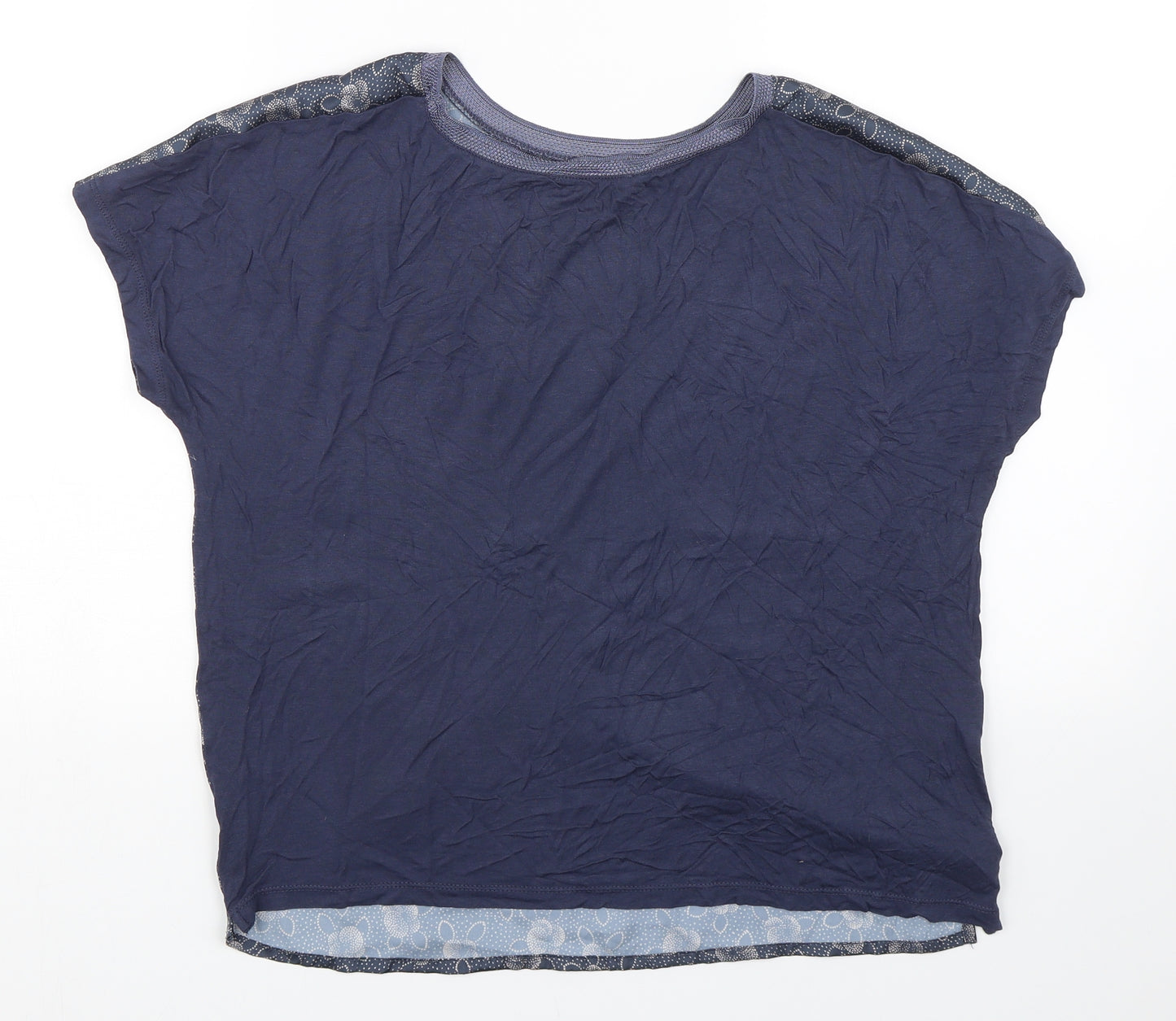 Laura Ashley Womens Blue Floral  Basic T-Shirt Size 10