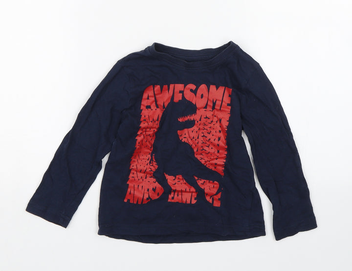 Primark Boys Blue   Basic T-Shirt Size 2-3 Years  - Dinosaurs