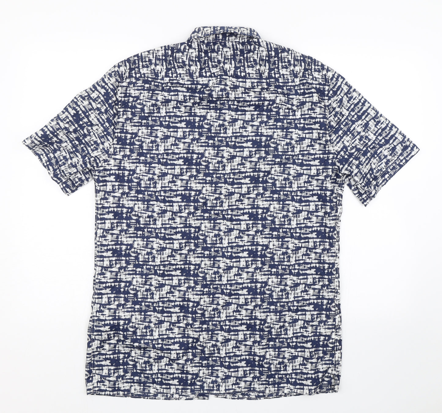 M&S Mens Blue Striped   Button-Up Size M