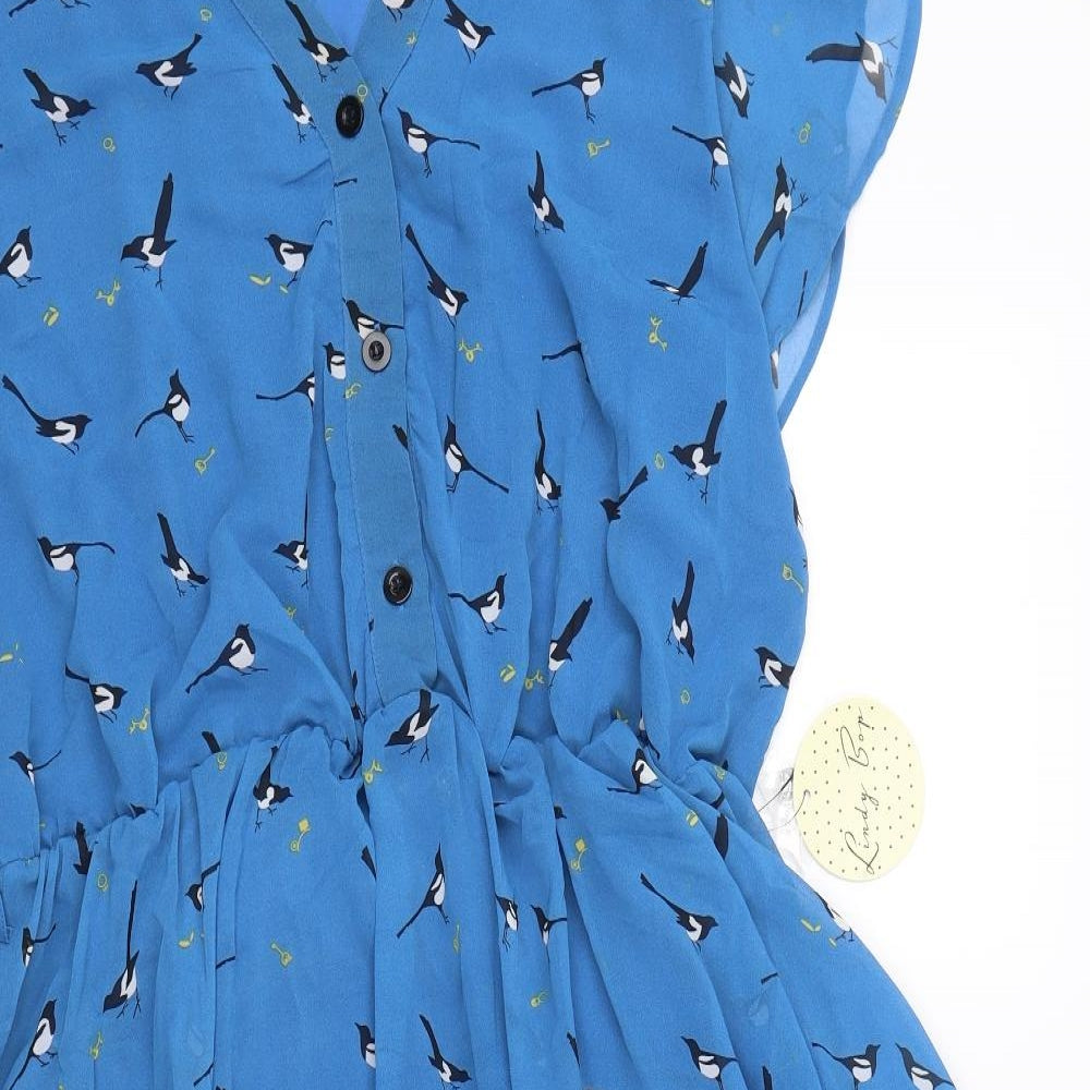 Lindy Bo Womens Blue Animal Print  Shirt Dress  Size 20  - Magpies