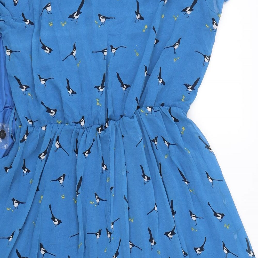 Lindy Bo Womens Blue Animal Print  Shirt Dress  Size 20  - Magpies