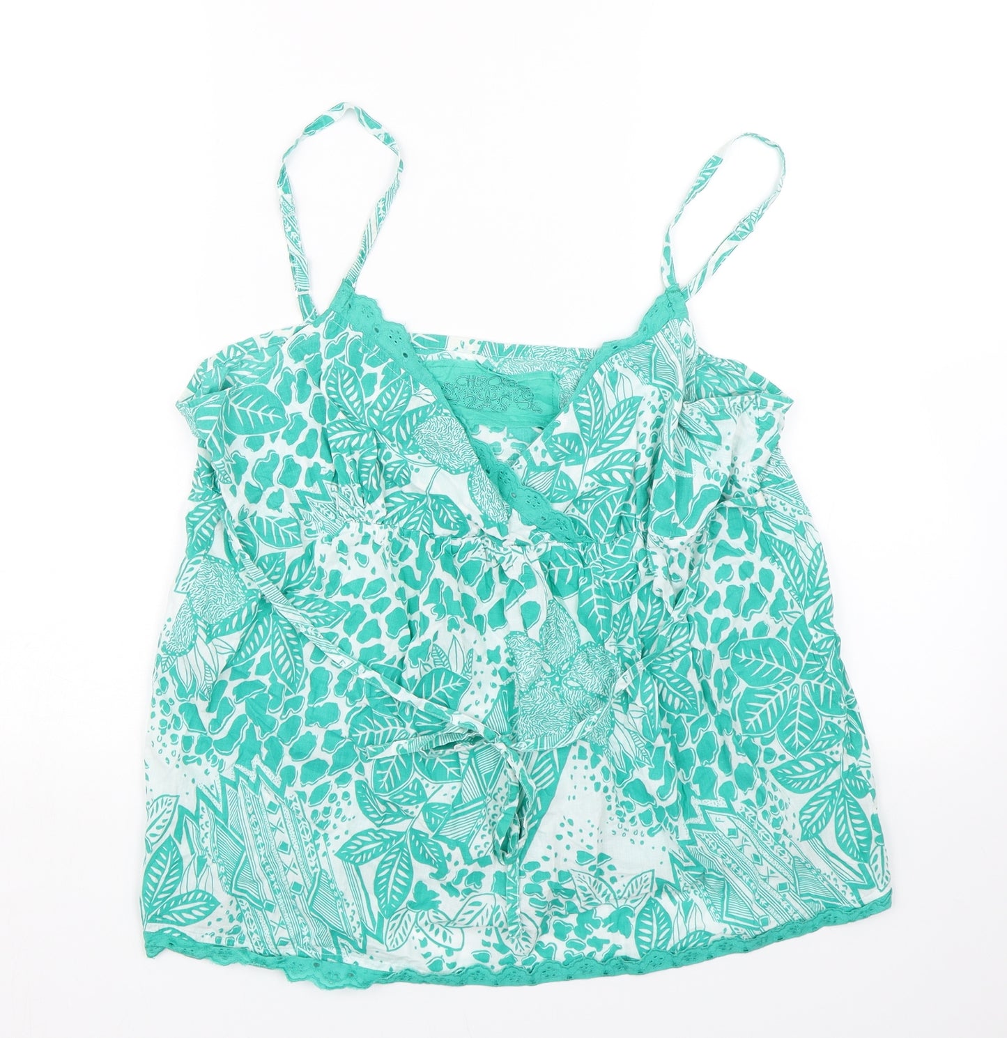 Cherokee Womens Green Floral  Cropped Tank Size 14