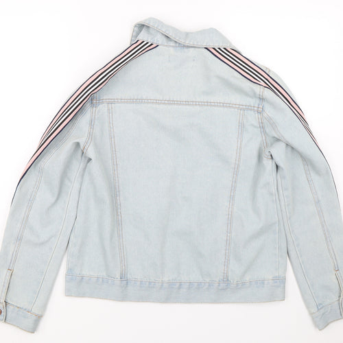 Studio Denim Womens Blue Striped Denim Jacket  Size 8