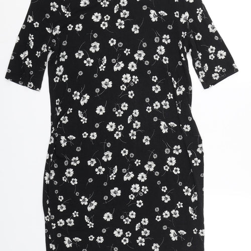 Mothercare Womens Black Floral  Basic T-Shirt Size 16