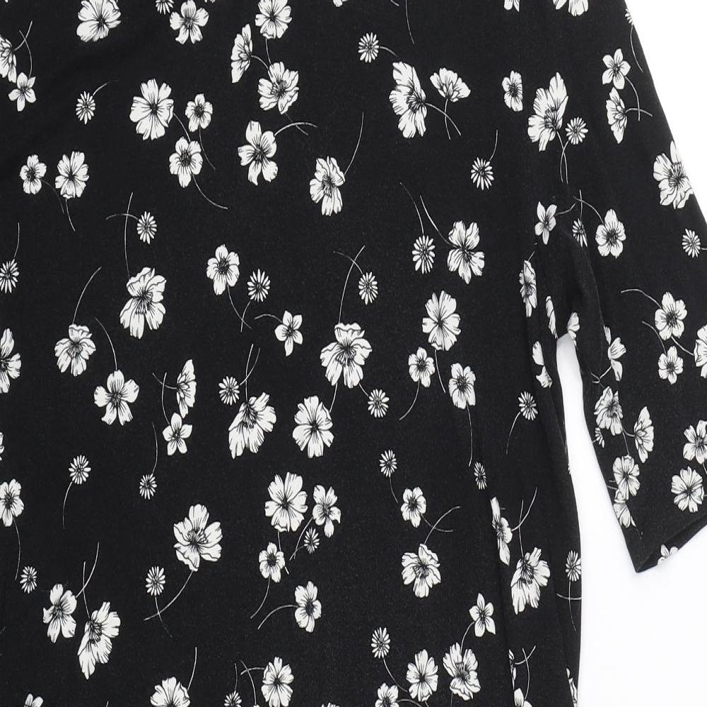 Mothercare Womens Black Floral  Basic T-Shirt Size 16