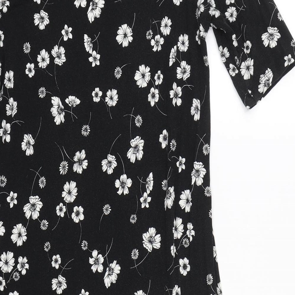 Mothercare Womens Black Floral  Basic T-Shirt Size 16