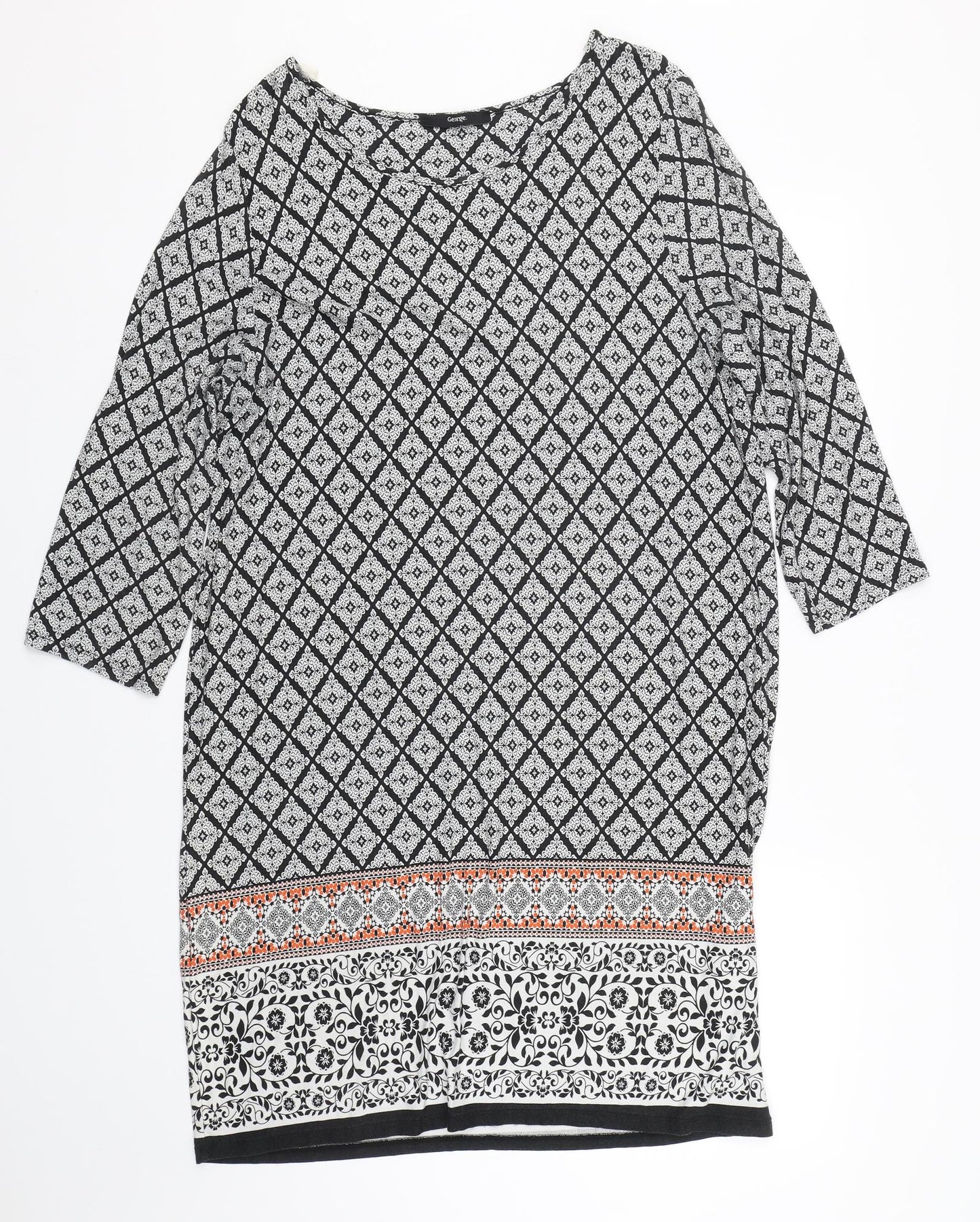 George Womens Black Paisley  T-Shirt Dress  Size 18